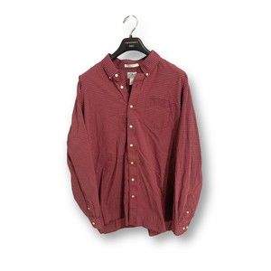 LL Bean Wrinkle Resistant Red Plaid Button Down Shirt Size XXL Tall 2XLT Men’s